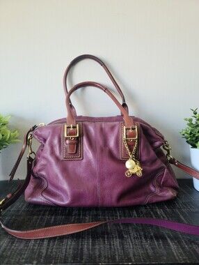 Coach Rare Vintage Plum Leather Hamilton Satchel Crossbody Bag #12444